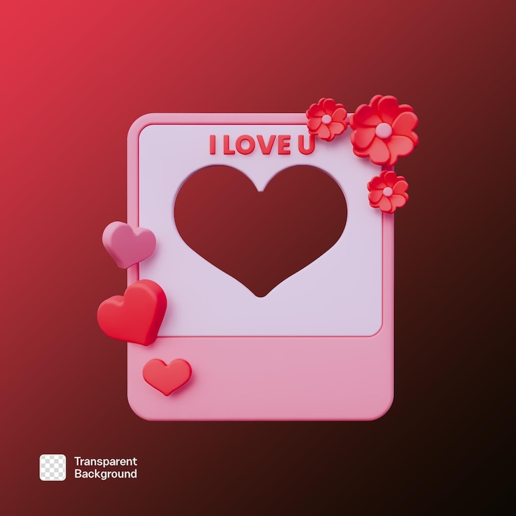 PSD dia de san valentín 3d icon ilustración de la plantilla png