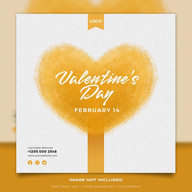 Día de san valentín con diseño de banner de corazón psd premium