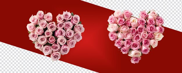 PSD para el día de san valentín un juego de rosas rosas dispuestas en forma de corazón