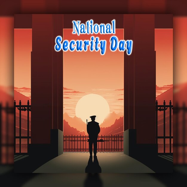 PSD día de la seguridad nacional guardia de seguridad masculino con uniforme.
