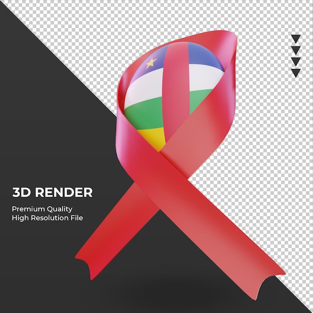 Día del sida en 3d la bandera de la república centroafricana que representa la vista derecha