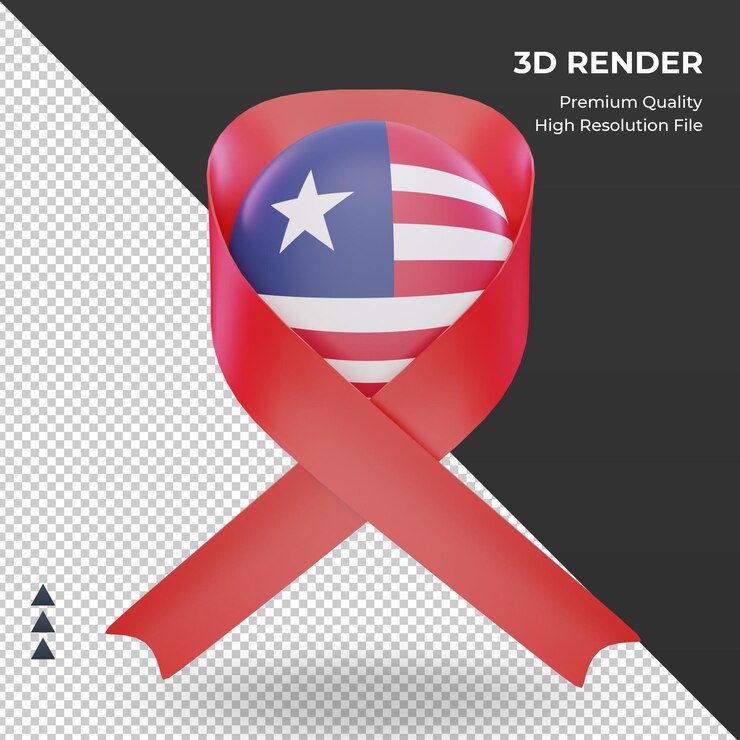 PSD día del sida 3d vista frontal de representación de la bandera de liberia