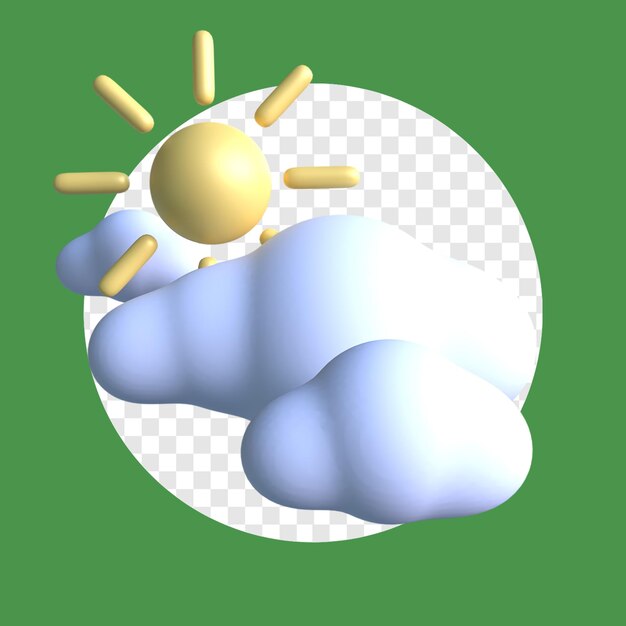 Día soleado con nubes 3D Ilustración de fondo transparente