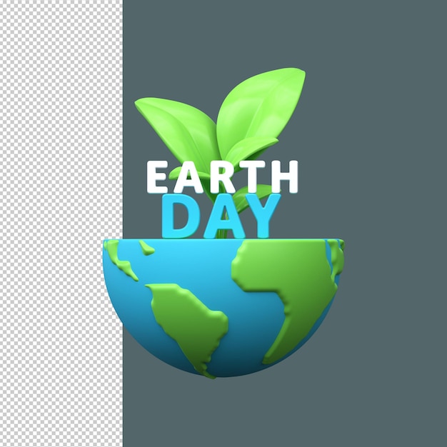 Día de la tierra y día mundial del medio ambiente 3d ilustración del planeta