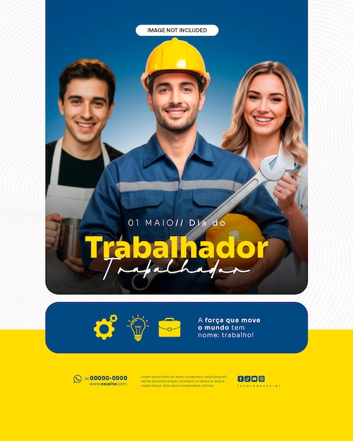 Día del Trabajo 1 de mayo redes sociales editables Dia do Trabalho Trabalhador 01 de Maio plantilla