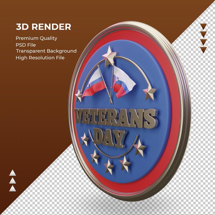 PSD día de los veteranos 3d eslovenia renderizado vista derecha