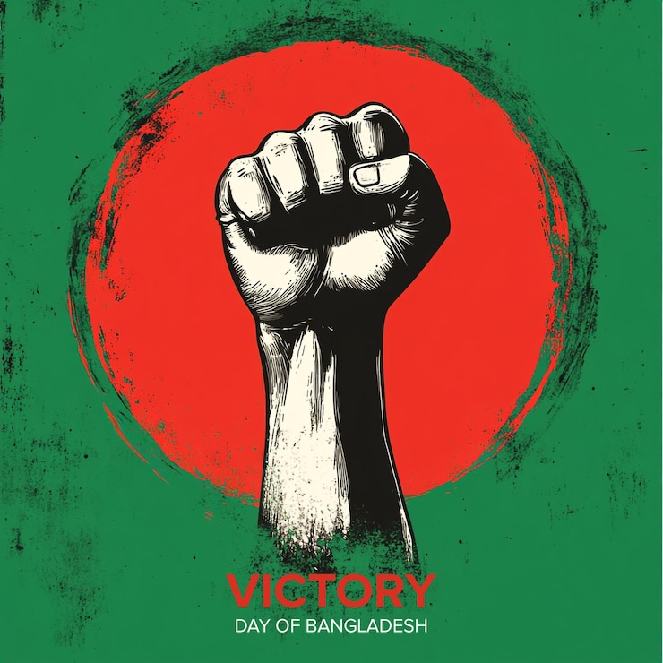 PSD día de la victoria de bangladesh con la bandera de la india en el fondo