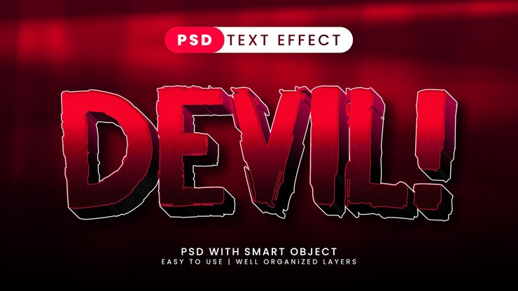 PSD diablo efecto de texto de halloween estilo de texto editable demonio e infierno