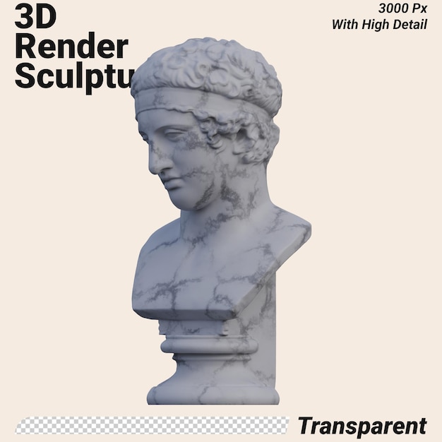 Diadumenos statue 3D rend isolé parfait pour votre conception