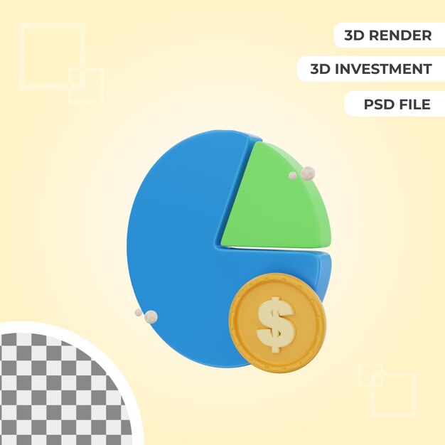 PSD diagrama 3d inversión icono objeto ilustración premium psd