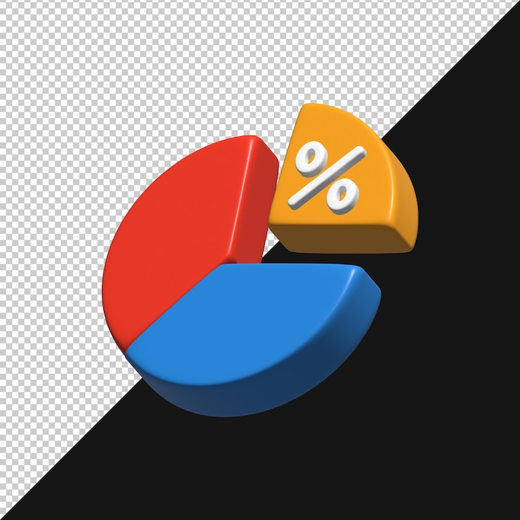 PSD diagrama circular 3d que representa los datos y el porcentaje