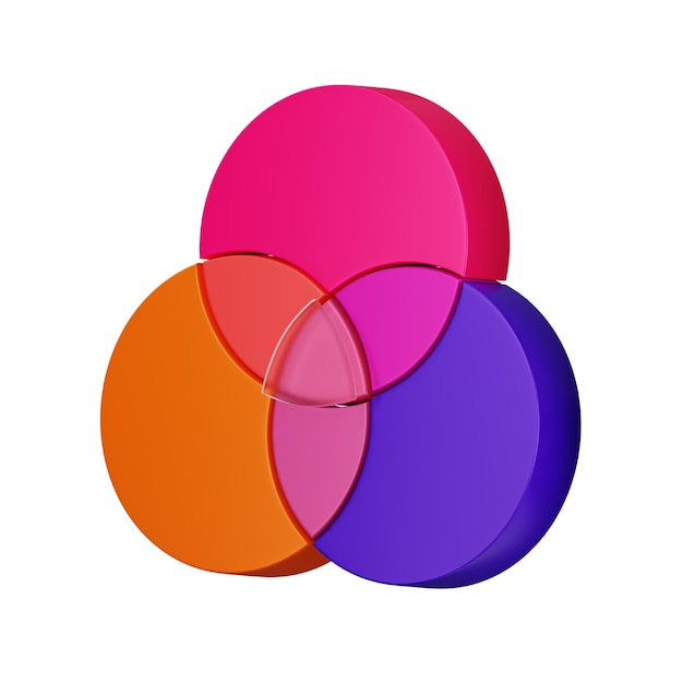 Diagrama de Venn ícone 3D para estatística