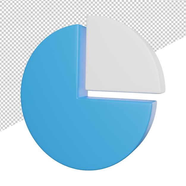 Diagrama de gráfico circular vista lateral ilustración de renderizado 3d sobre fondo transparente