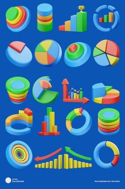 PSD diagrama gráfico ícone 3d psd premium