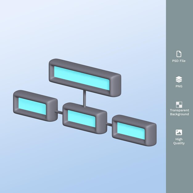 PSD diagrama con icono de pantalla azul 3d