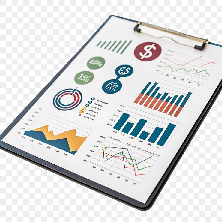 PSD diagrama infográfico de finanzas empresariales icono de concepto de informe aislado en un fondo transparente