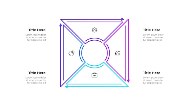 Diagrama de líneas abstractas para conceptos empresariales y financieros plantilla infográfica con 4 pasos