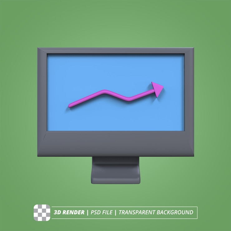 PSD diagrama del monitor lcd 3d render imágenes aisladas
