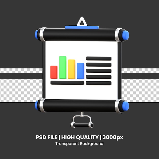 PSD diagrama de presentación de negocios con íconos en 3d