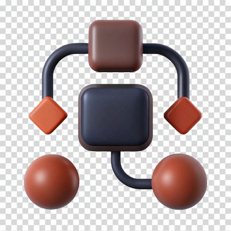 PSD diagrama de red abstracto en 3d de nodos, conexiones y visualización del flujo de datos