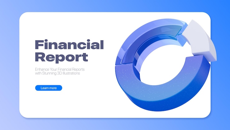PSD diagrama de la torta ilustración de renderización 3d informe financiero