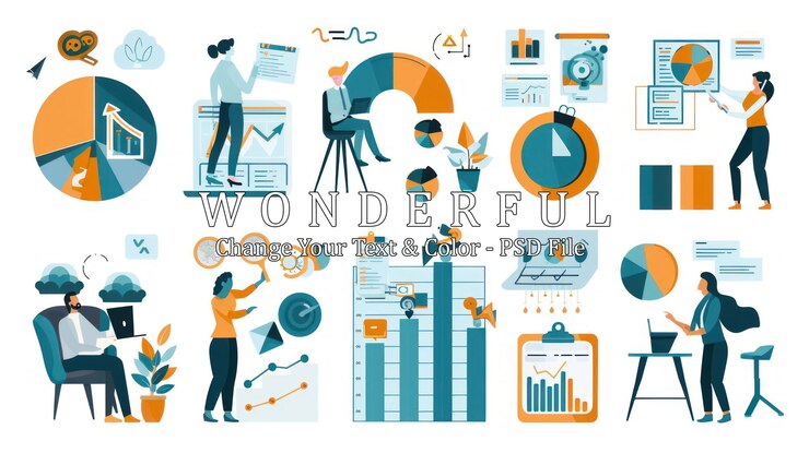 PSD diagramas y gráficos de análisis de datos empresariales