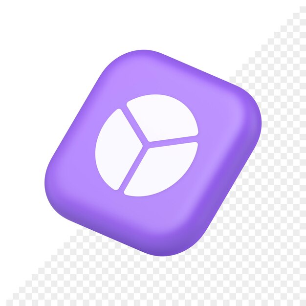 Diagramm-Kreis-Schaltfläche mit drei Abschnitten, Finanzpräsentation, Geschäft, Analyse, Web-App, isometrisches 3D-Symbol
