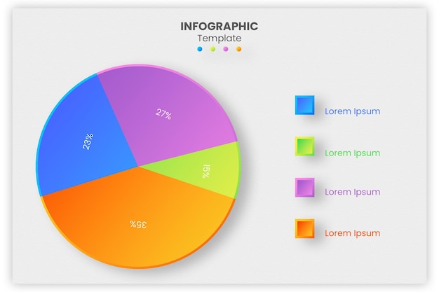 diagramma circolare con modello di infografica a gradiente colorato