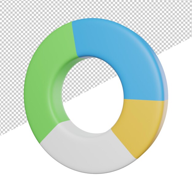 Diagramma grafico a torta vista laterale rendering 3d illustrazione su sfondo trasparente