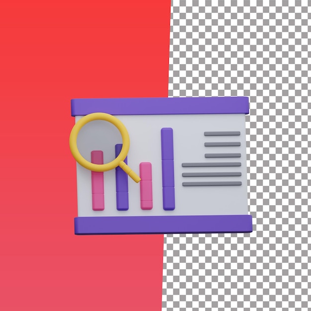 PSD diagrammanalyse mit lupe 3d-rendering