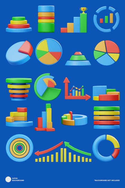 Diagrammdiagramm 3D-Symbol Premium Psd