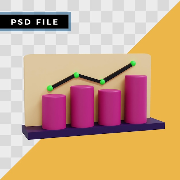 Diagramme à Barres Cylindrique 3d Avec Icône De Diagramme D'illustration Statistique De Croissance Pour La Présentation De L'entreprise