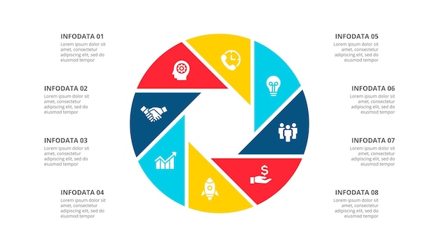 Diagramme Circulaire Divisé En 8 Options Modèle D'infographie De Cycle Abstrait