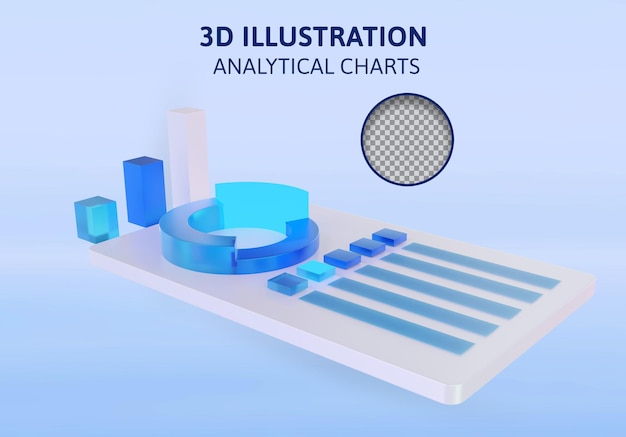 Diagrammes circulaires analytiques avec graphiques et graphiques à barres illustration du rendu 3D