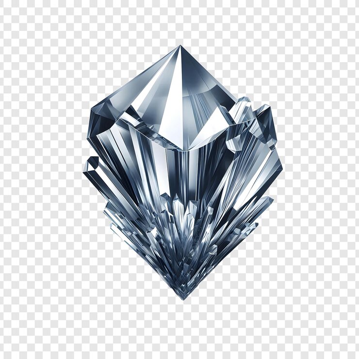 PSD diamant et cristal isolés sur un fond transparent