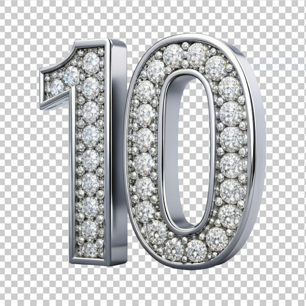 PSD diamant nummer 10 auf durchsichtigem hintergrund