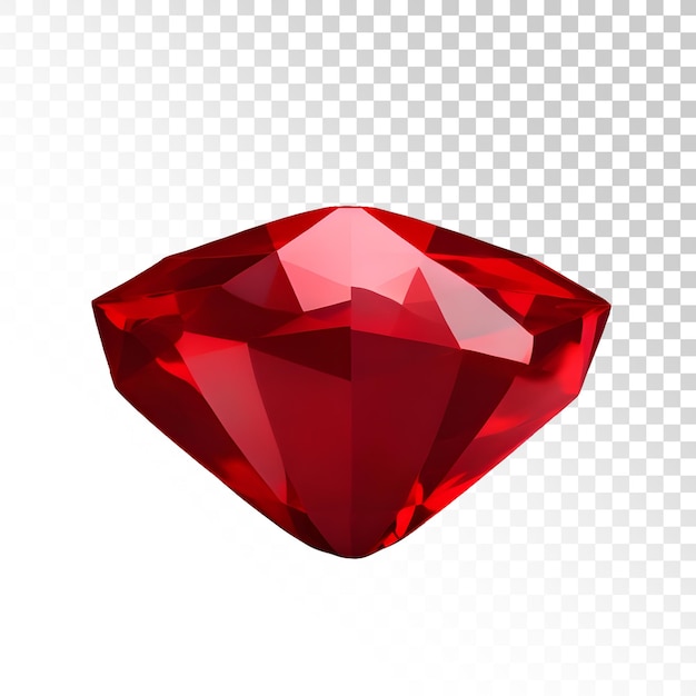 Un diamante rojo está sobre un fondo transparente.