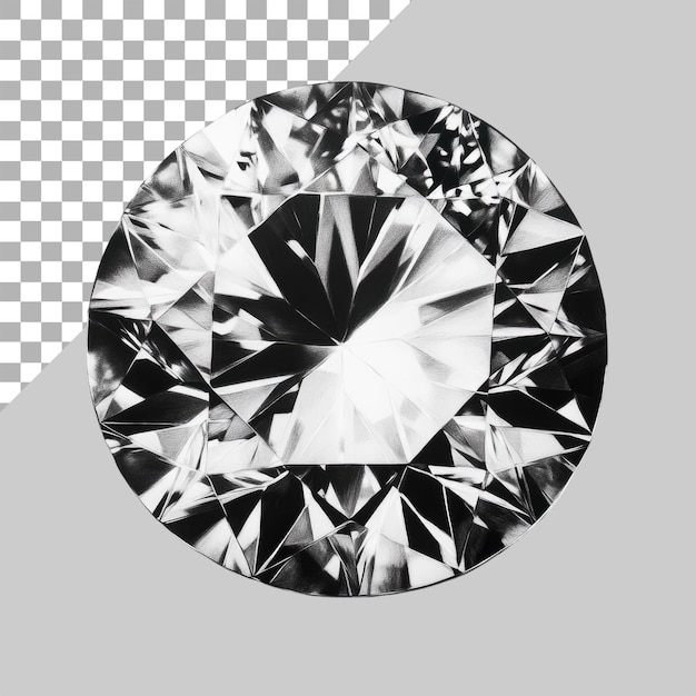 Un diamante ultrarrealista cortado en forma redonda con un fondo transparente