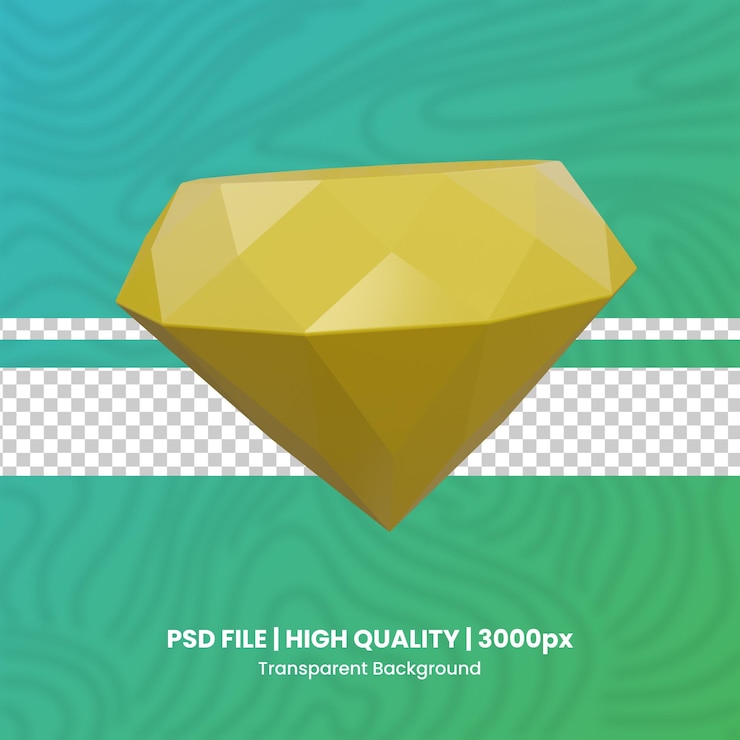 PSD diamond 3d high quality render transparent background