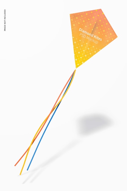 PSD diamond flying kite mockup, schwimmend