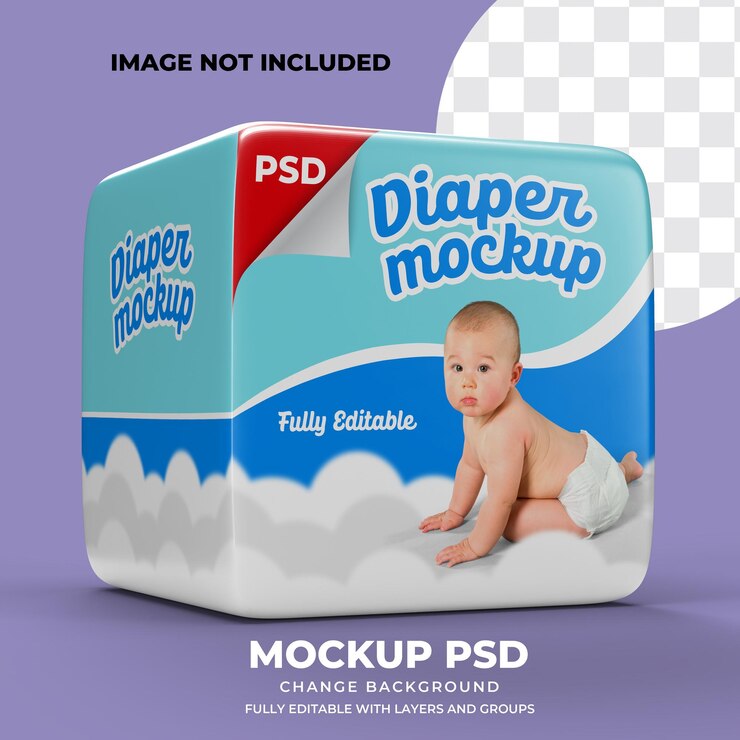 PSD diaper packaging mockup