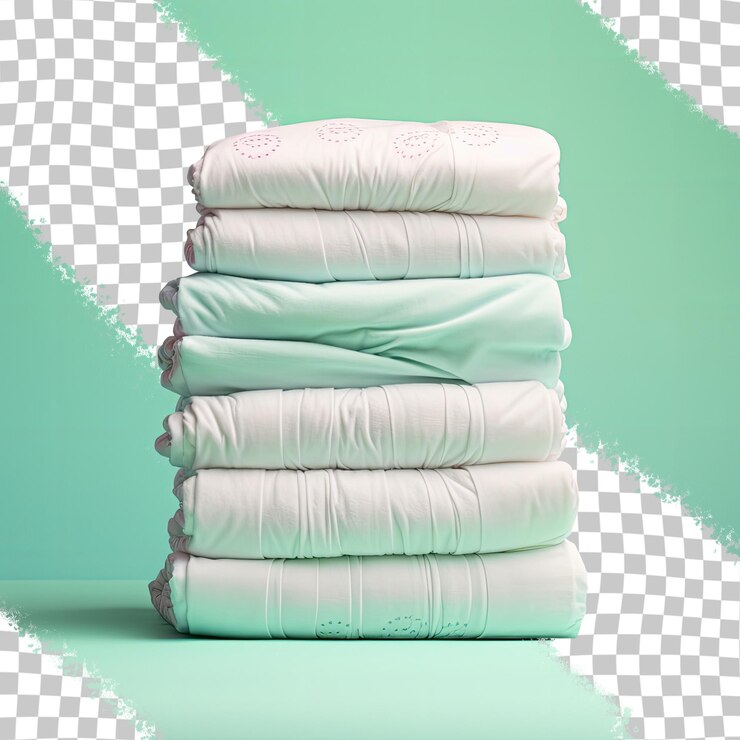 PSD diapers stacked on transparent background