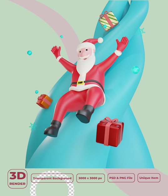 Diapositiva de papá noel 3d trae regalos