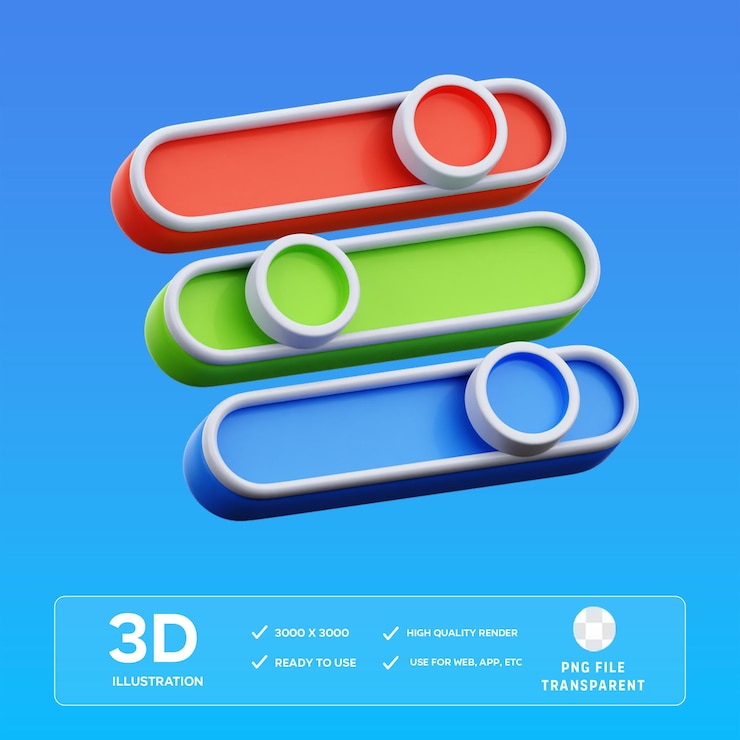 PSD las diapositivas de color psd 3d ilustración