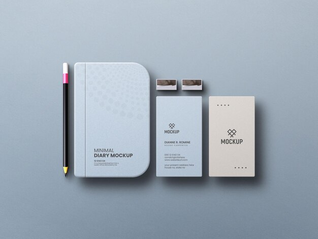 Diario con mockup di biglietti da visita