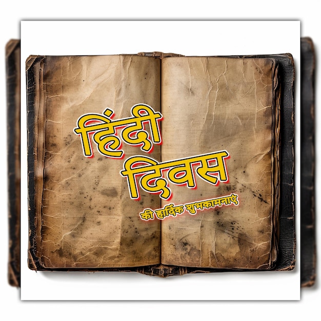 Dias nacionais de hindi com penas e letras de hindi fonte da celebração do dia mundial do hindi