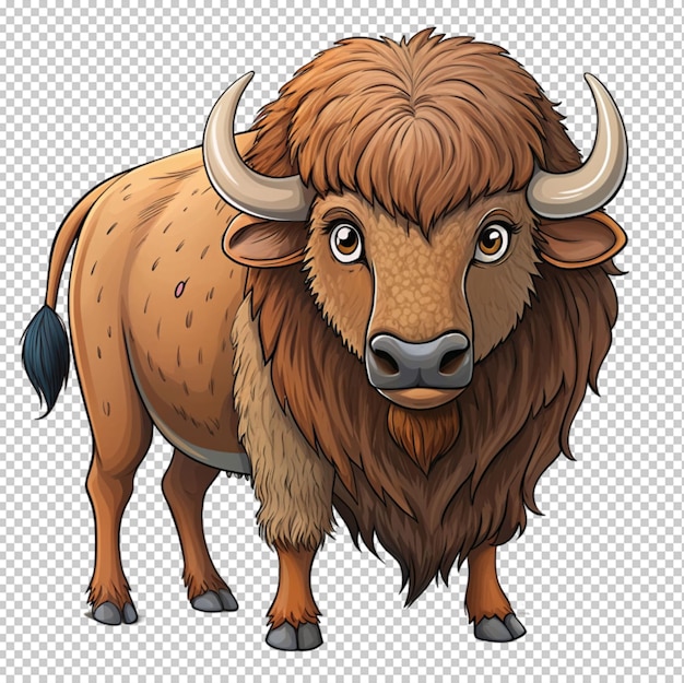 dibujado a mano de bisonte en un fondo transparente
