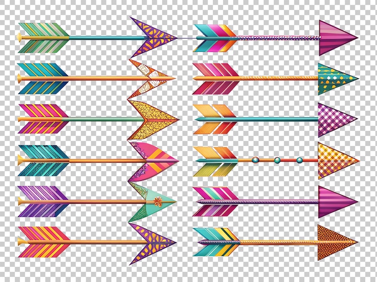 PSD dibujado a mano creativo diseño de conjunto de flechas