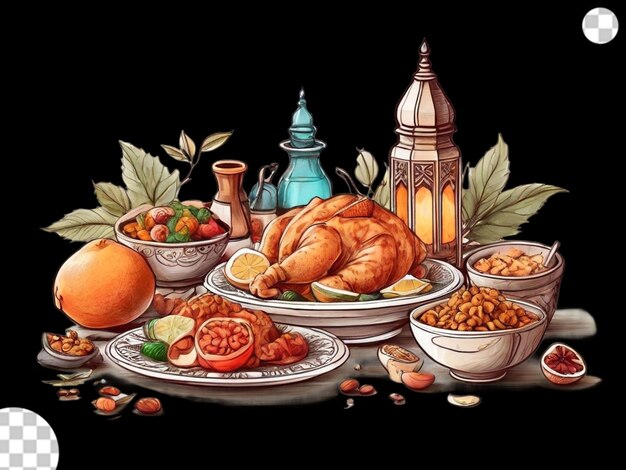 Dibujado a mano después de la comida elementos png transparente