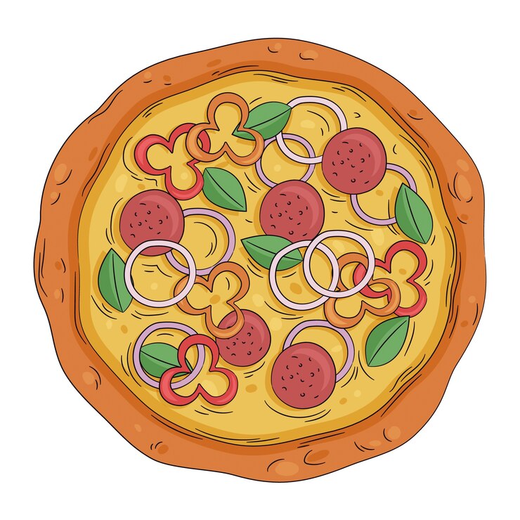 PSD dibujado a mano ilustración de pizza